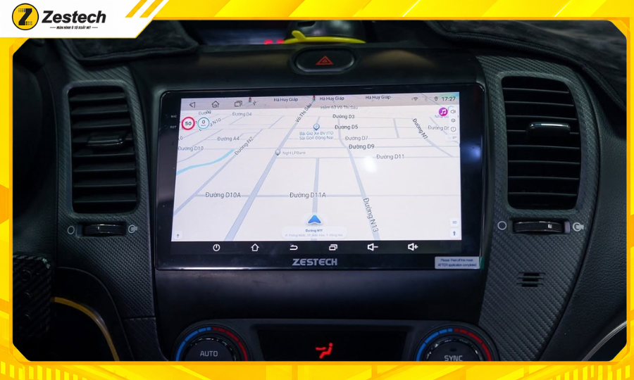 Dẫn đường trên màn hình ô tô Android cho xe Kia Cerato 2017-2018 tích hợp cảnh báo giao thông