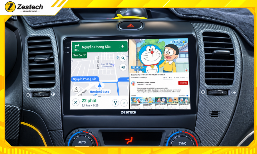Màn hình ô tô Android cho xe Kia Cerato 2017-2018 chạy đa nhiệm 2 ứng dụng mượt mà
