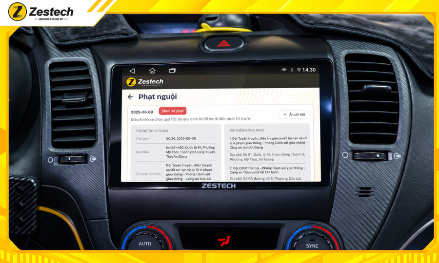 Màn hình ô tô Android cho xe Kia Cerato 2017-2018 kiểm tra thông tin phạt nguội