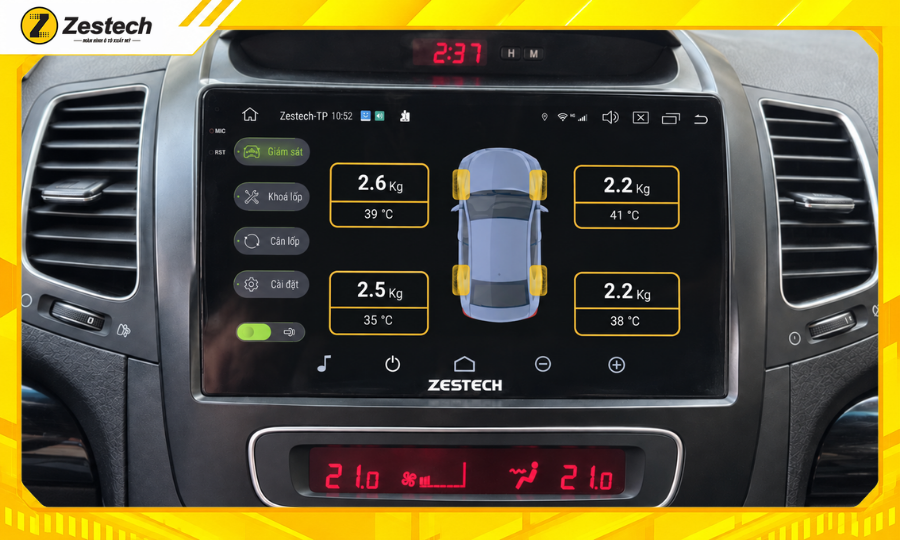 Màn hình ô tô Android cho xe Kia Sorento 2014-2020 8 Màn hình ô tô Android cho xe Kia Sorento 2014-2020 hiển thị cảm biến áp suất lốp