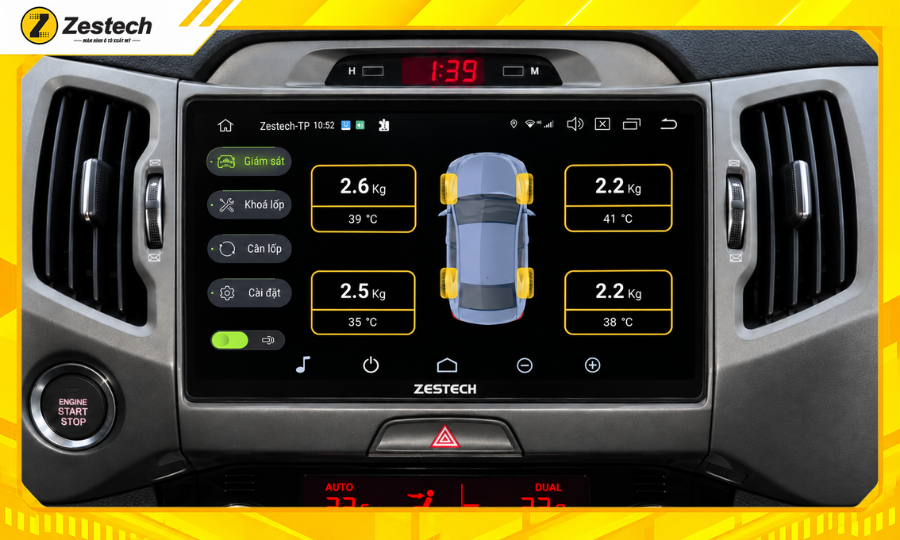 Màn hình ô tô Android cho xe Kia Sportage 2014 kết nối cảm biến áp suất lốp