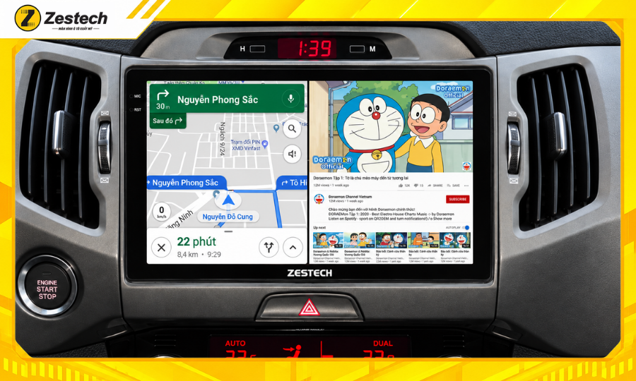 Trải nghiệm đa nhiệm trên Màn hình ô tô Android cho xe Kia Sportage 2012