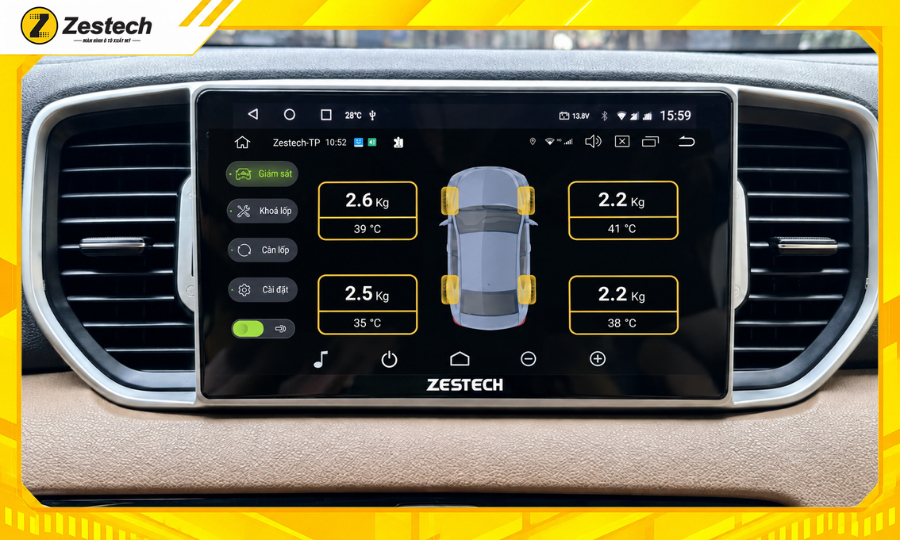Màn hình ô tô Android cho xe Kia Sportage 2016-2021 hỗ trợ cảm biến áp suất lốp