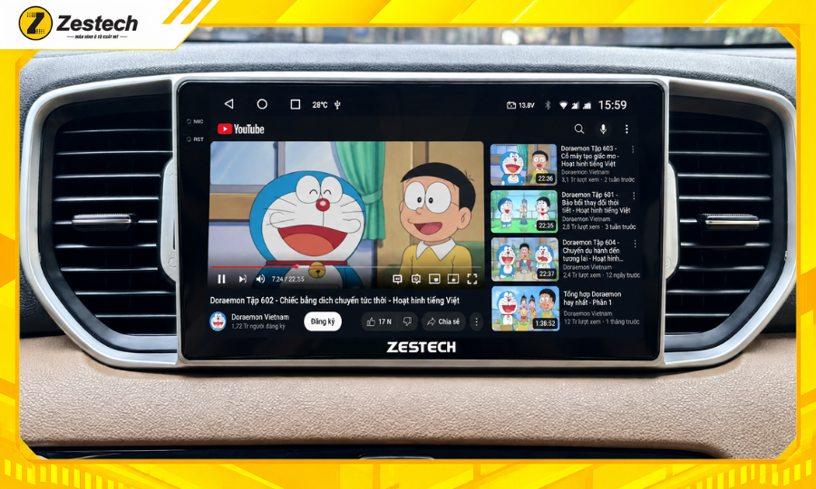 Xem Youtube trên Màn hình ô tô Android cho xe Kia Sportage 2016-2021