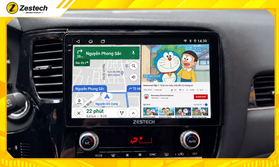 Màn hình ô tô Android cho xe Outlander 2016-2021 6 Chạy đa nhiệm xem cùng lúc 2 ứng dụng trên màn hình ô tô Android cho xe Outlander 2016-2021