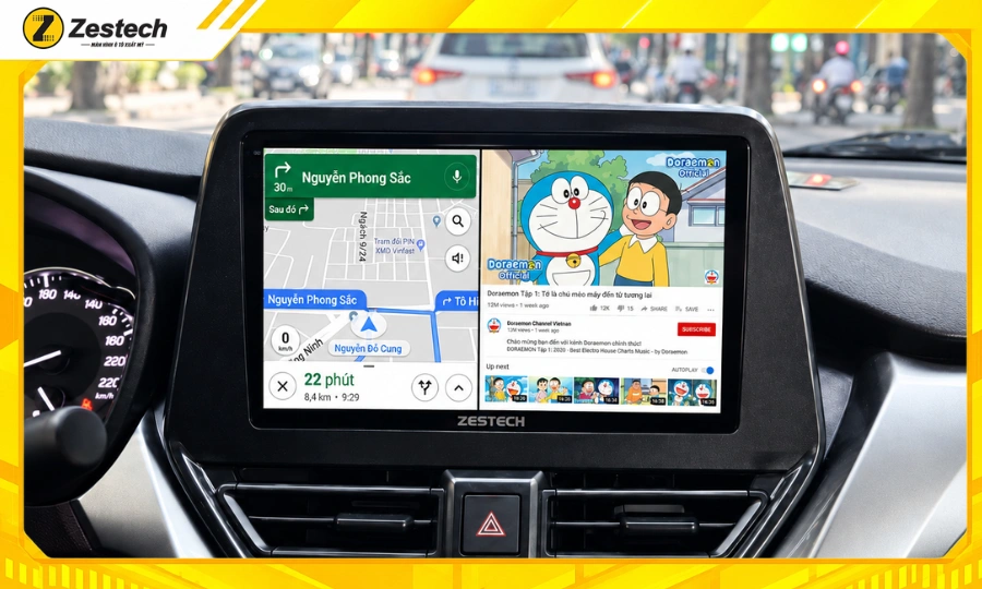 Màn hình ô tô Android cho xe Suzuki FronX cho phép xem 2 ứng dụng cùng lúc