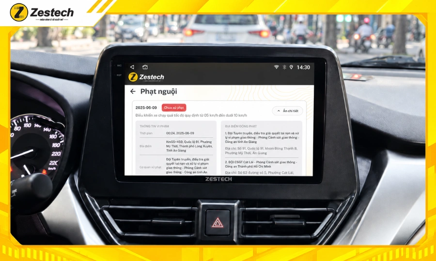 Màn hình ô tô Android cho xe Suzuki FronX thông báo thông tin phạt nguội nhanh chóng
