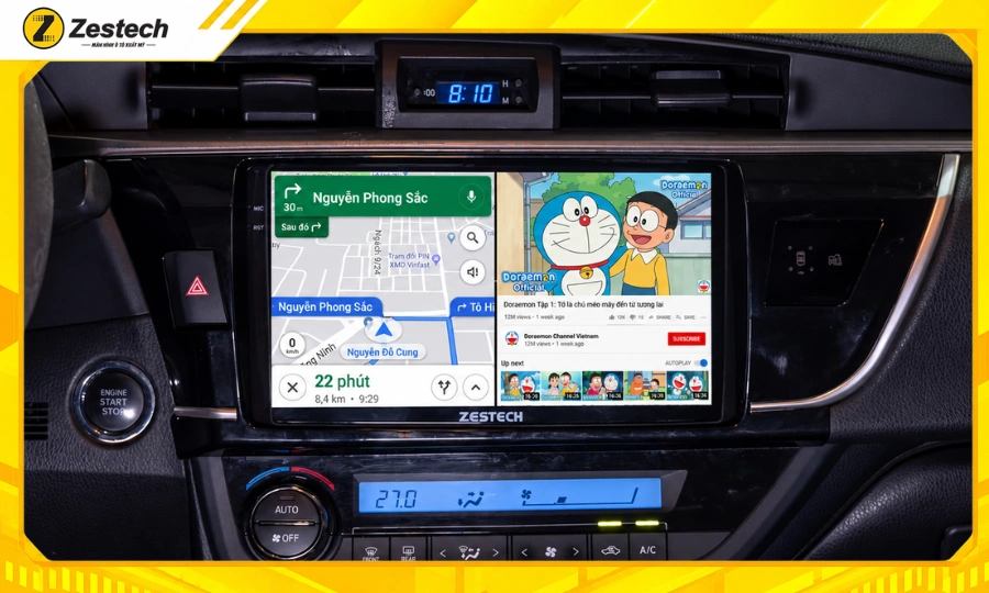 Màn hình ô tô Android cho xe Toyota Altis 5 Màn hình ô tô Android cho xe Toyota Altis chạy đa nhiệm 2 ứng dụng mượt mà