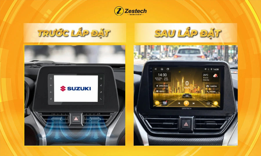 Sự khác biệt trước & sau khi lắp màn hình ô tô Android cho xe Suzuki FronX